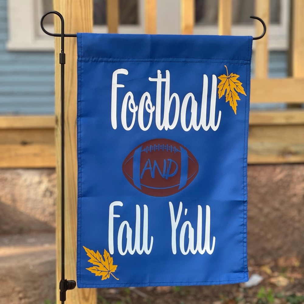 Garden/yard flag football and fall